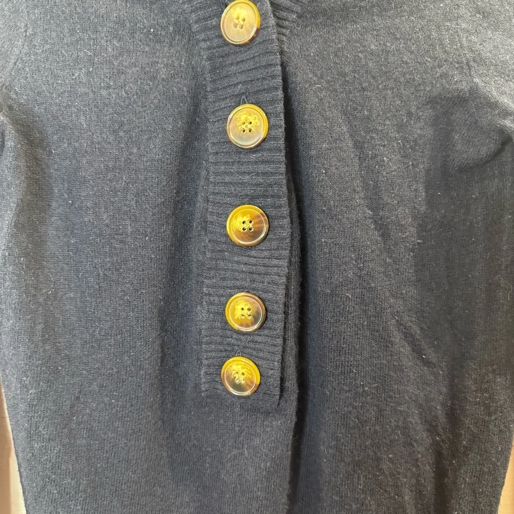 J. Crew | Wool Cashmere Blend Navy Blue Quarter Button-Up Women's Sweater Small